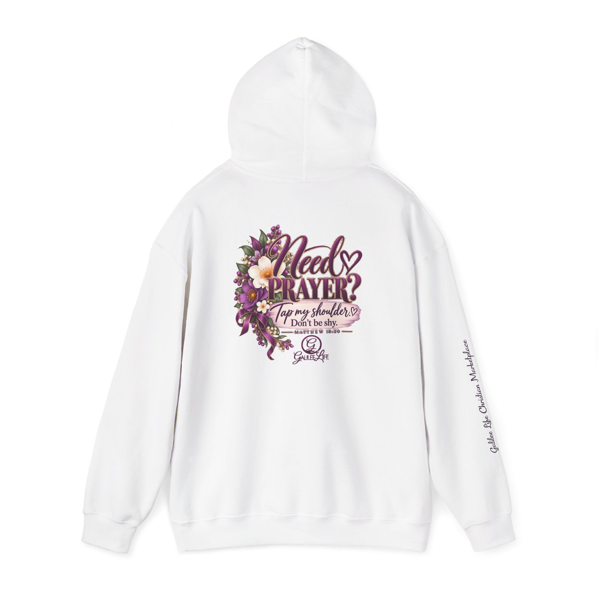 Personalized Need Prayer? Tap My Shoulder Christian Unisex Heavy Blend™ Hooded Sweatshirt | Matthew 18:20