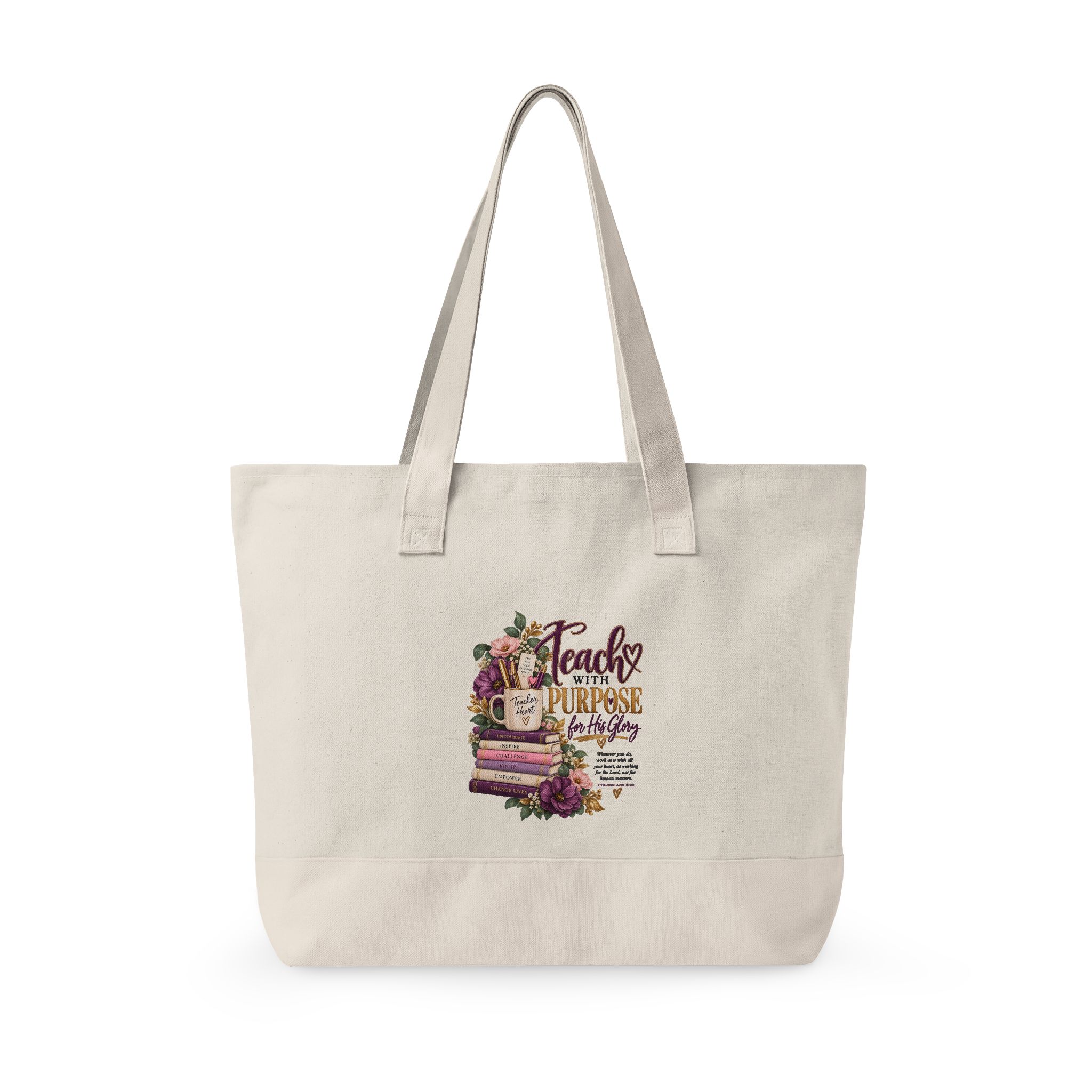 Personalized Teach With Purpose Zippered Canvas Tote Bag - Image 2