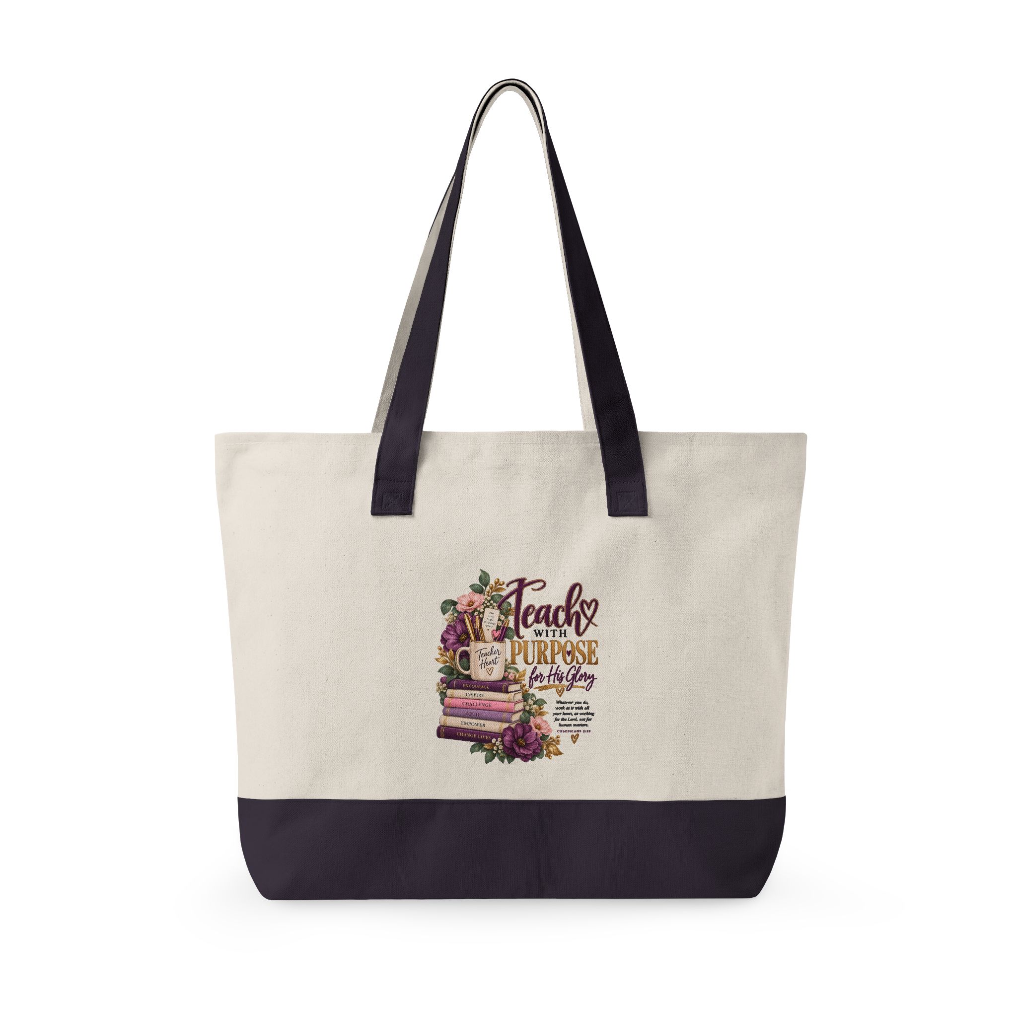 Personalized Teach With Purpose Zippered Canvas Tote Bag - Image 10