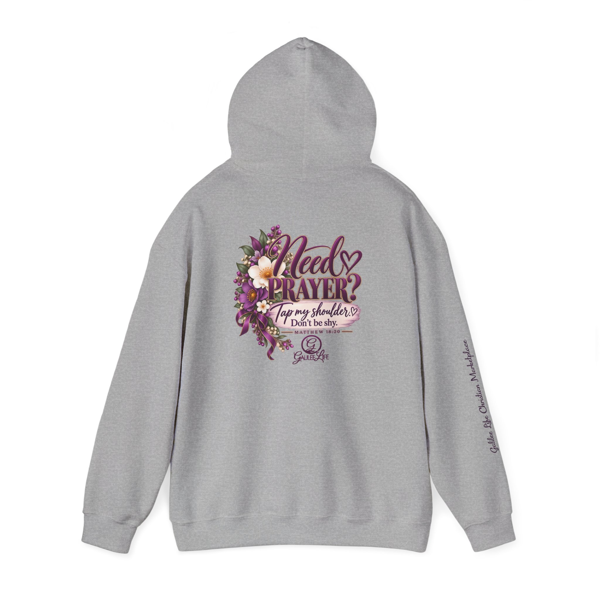 Personalized Need Prayer? Tap My Shoulder Christian Unisex Heavy Blend™ Hooded Sweatshirt | Matthew 18:20 - Image 19