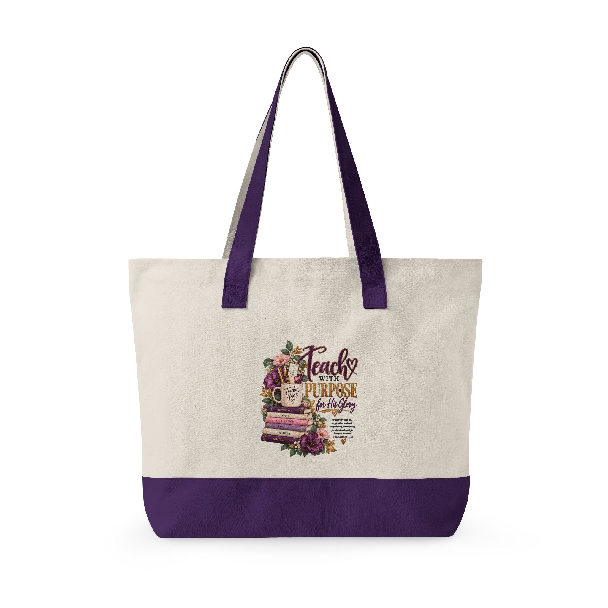 Personalized Teach With Purpose Zippered Canvas Tote Bag - Image 8