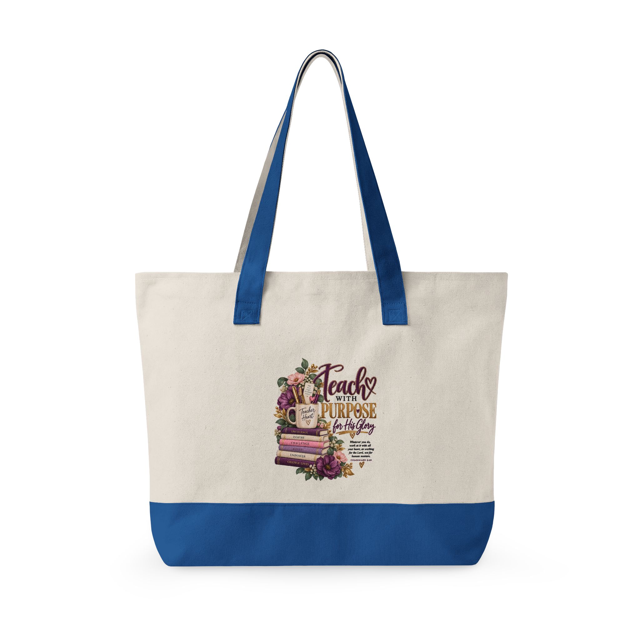 Personalized Teach With Purpose Zippered Canvas Tote Bag - Image 6