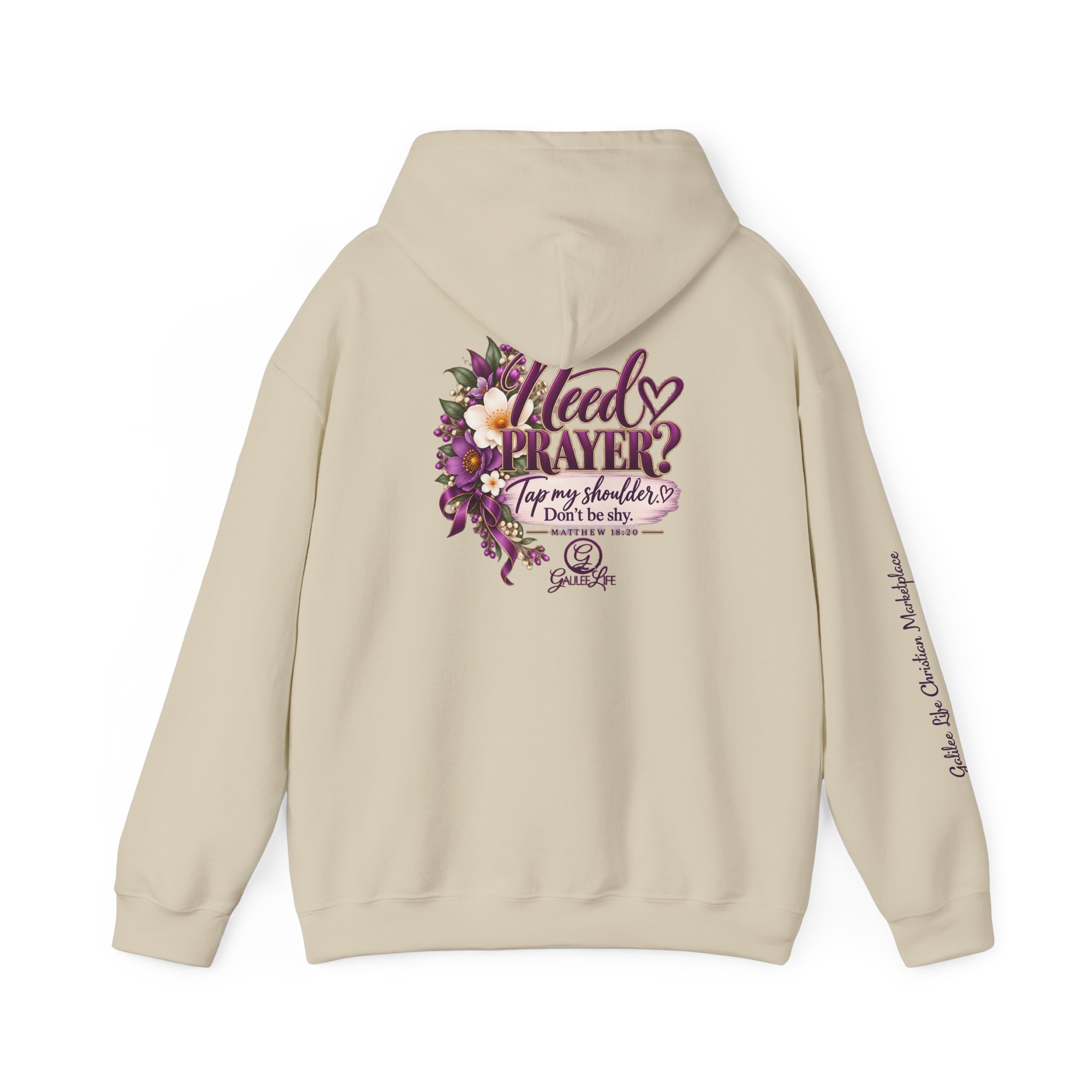 Personalized Need Prayer? Tap My Shoulder Christian Unisex Heavy Blend™ Hooded Sweatshirt | Matthew 18:20 - Image 14