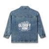 Created to Glorify Him Women’s Oversized Denim Jacket | Christian Faith Jacket