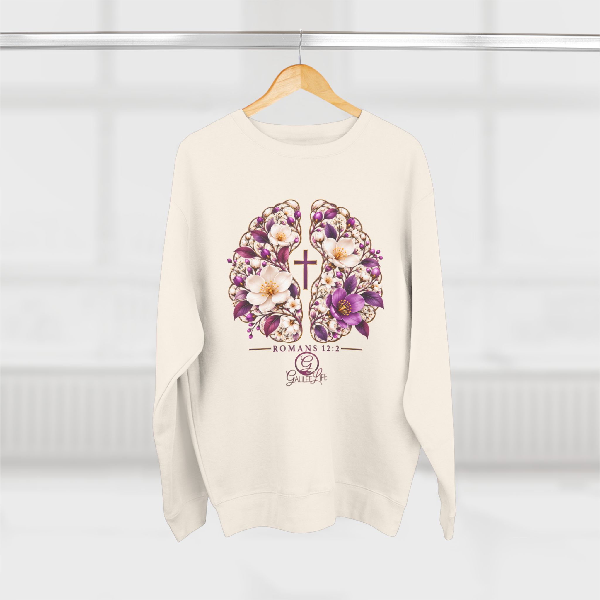 Renew Your Mind Floral Brain Christian Unisex Crewneck Sweatshirt | Romans 12:2