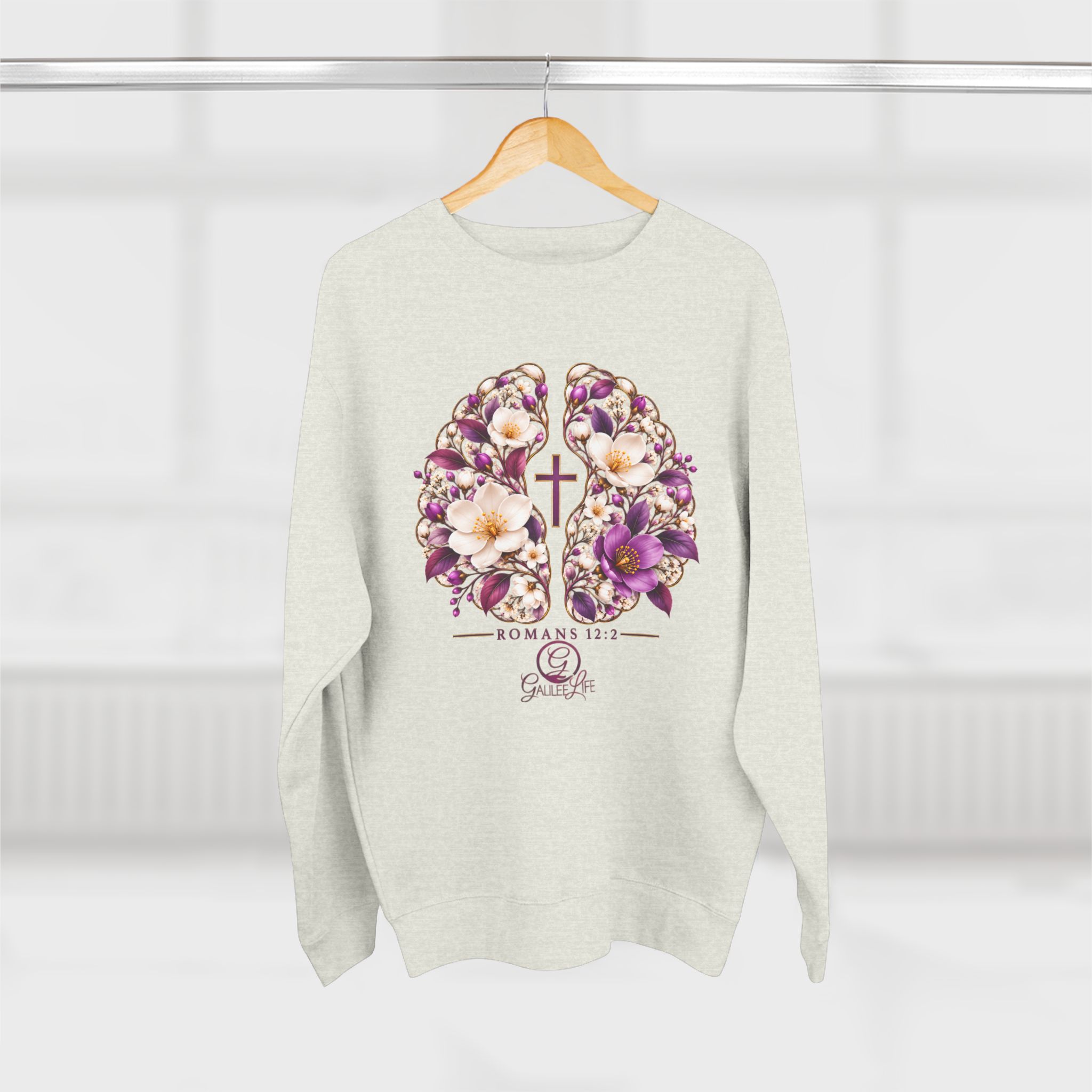 Renew Your Mind Floral Brain Christian Unisex Crewneck Sweatshirt | Romans 12:2 - Image 12