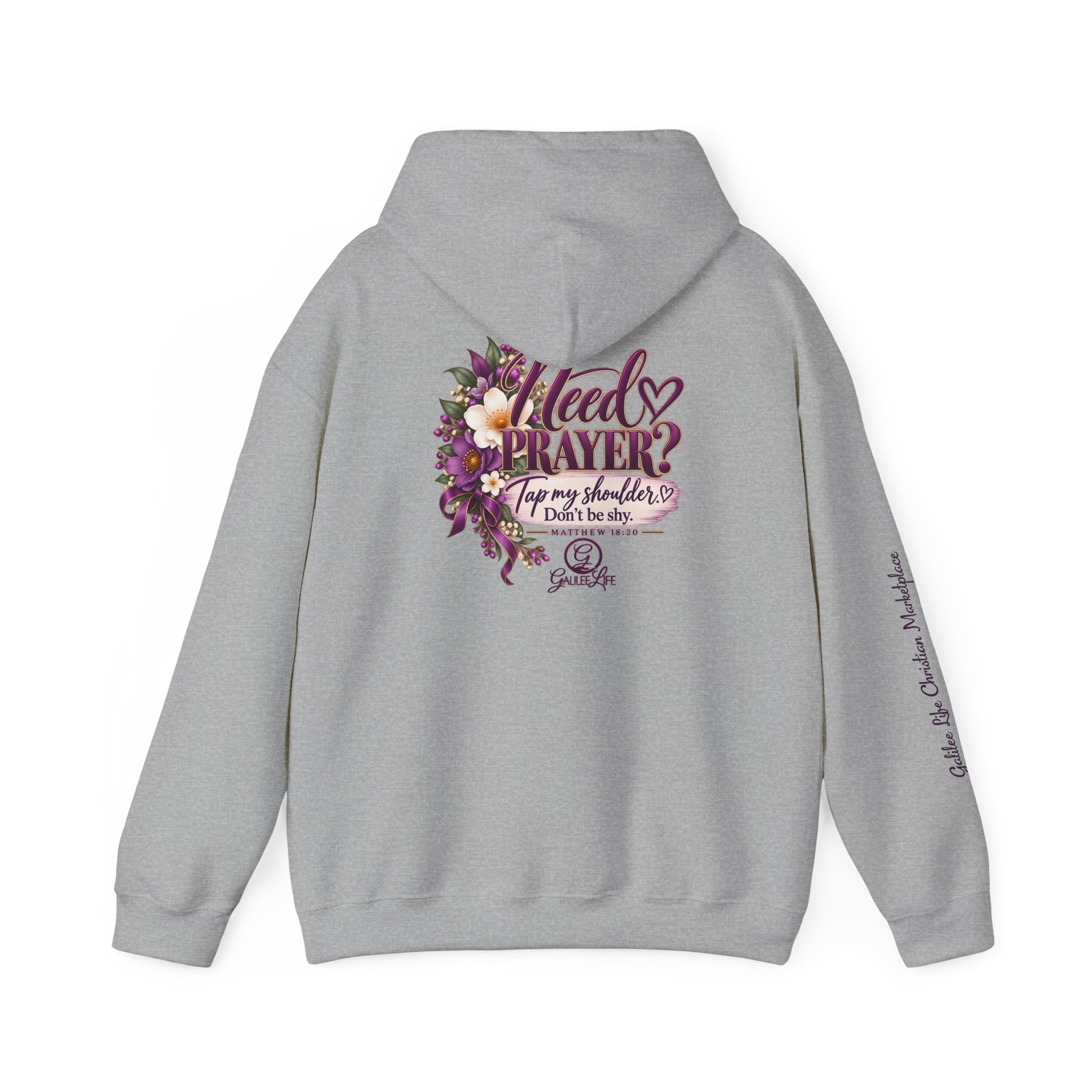 Personalized Need Prayer? Tap My Shoulder Christian Unisex Heavy Blend™ Hooded Sweatshirt | Matthew 18:20 - Image 18