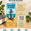 Anchored in Christ physical Christian bookmark featuring Hebrews 6:19, an ocean-inspired anchor illustration, and faith-filled reminders on the reverse. Front and back displayed on a warm wooden surface with soft greenery. A meaningful gift of faith and encouragement from Duvall Curiosities LLC.