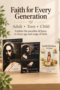 Parables of Jesus bundle for adults, teens, and children featuring three faith-based books by L. M. Duvall.