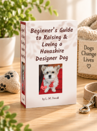 Beginner’s Guide to Raising & Loving a Havashire Designer Dog by L. M. Duvall displayed with dog-themed accessories.