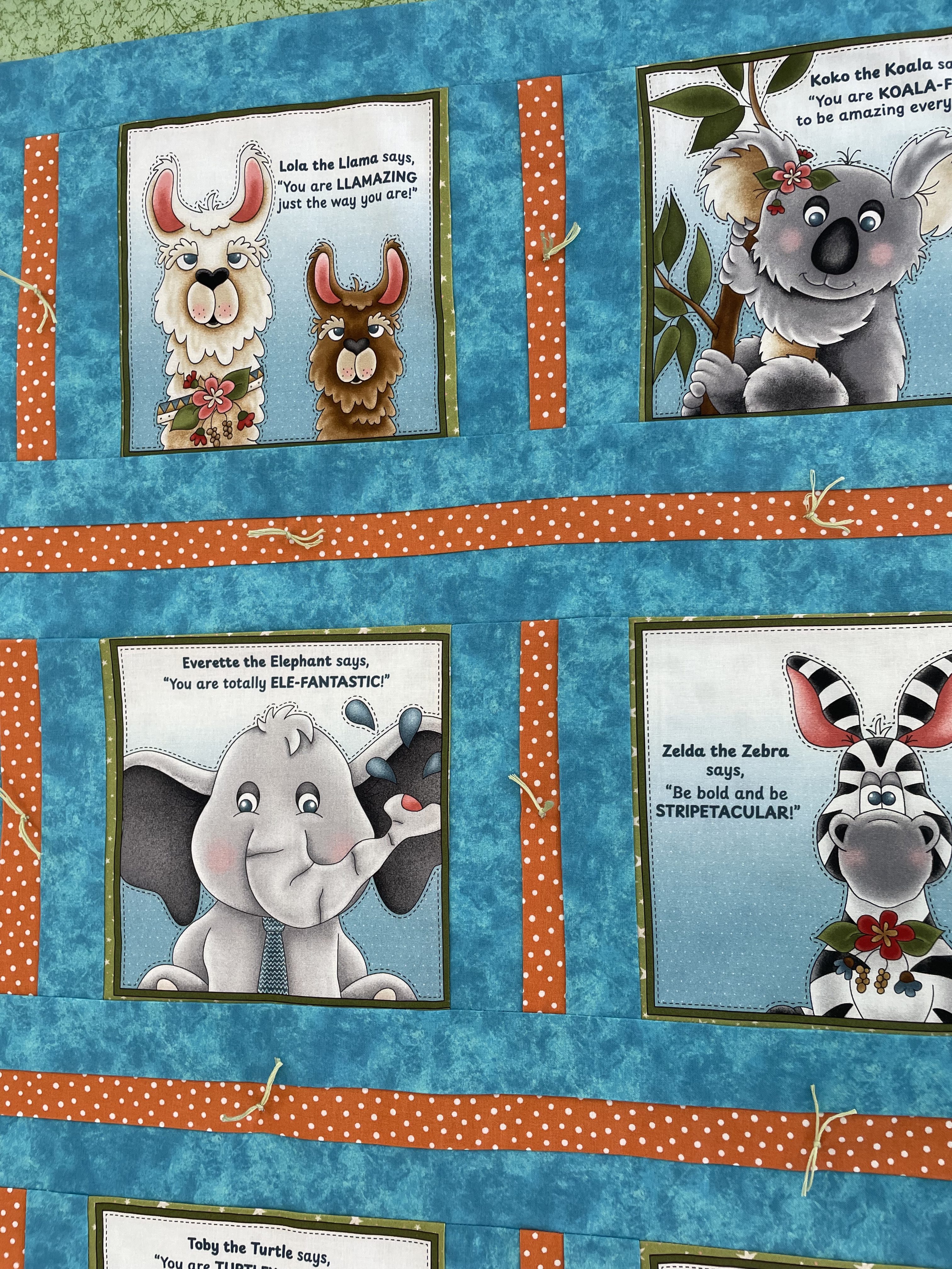 Handmade Children’s Activity Quilt with Teal Minky – 41 x 51” - Image 2