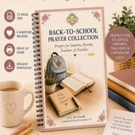 Back-to-School Prayer Collection printable with 8 Scripture-based prayers for students, parents, teachers, and families.