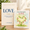 Fruit of the Spirit: LOVE Family Bundle featuring adult and children's Christian books by L. M. Duvall, displayed on a natural wood tabletop with soft lighting and greenery.