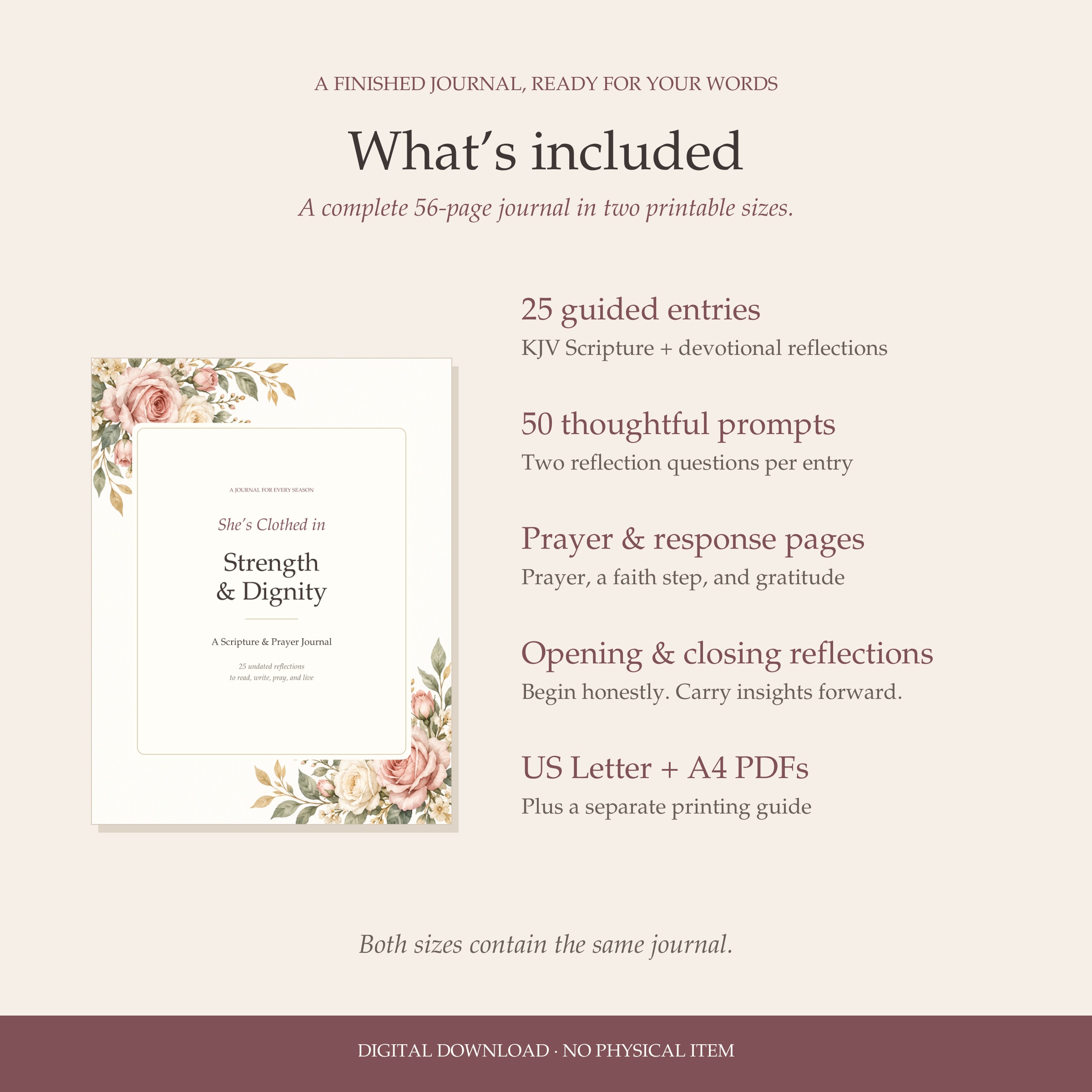 Godly Woman Gift Printable Devotional Journal - Scripture Journal, Prayer Journal, Bible Study Gift for Christian Women - Image 2