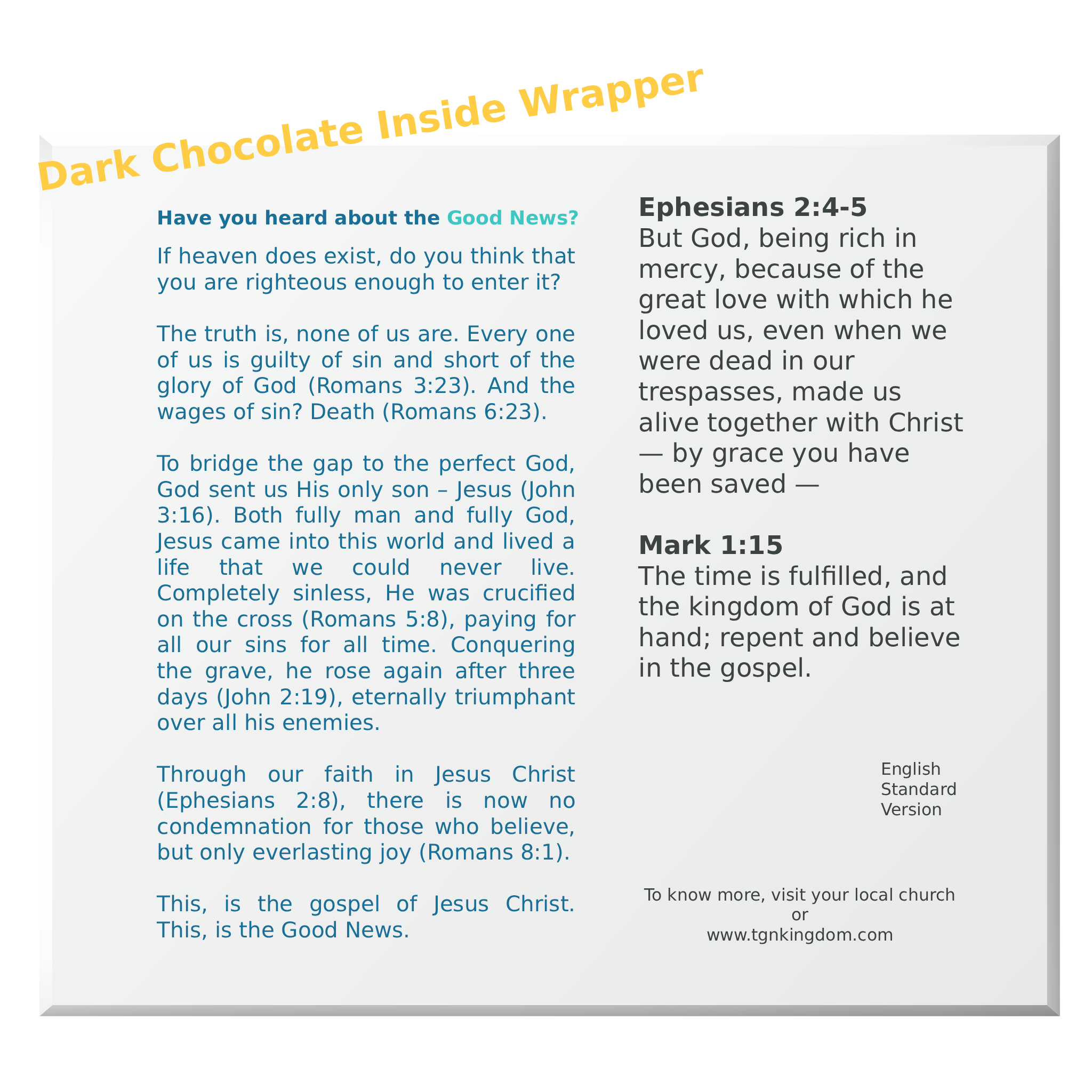 12x Kingdom Gospel Chocolate Bars (Dark, Milk, Peanut Butter, Caramel) - Image 11